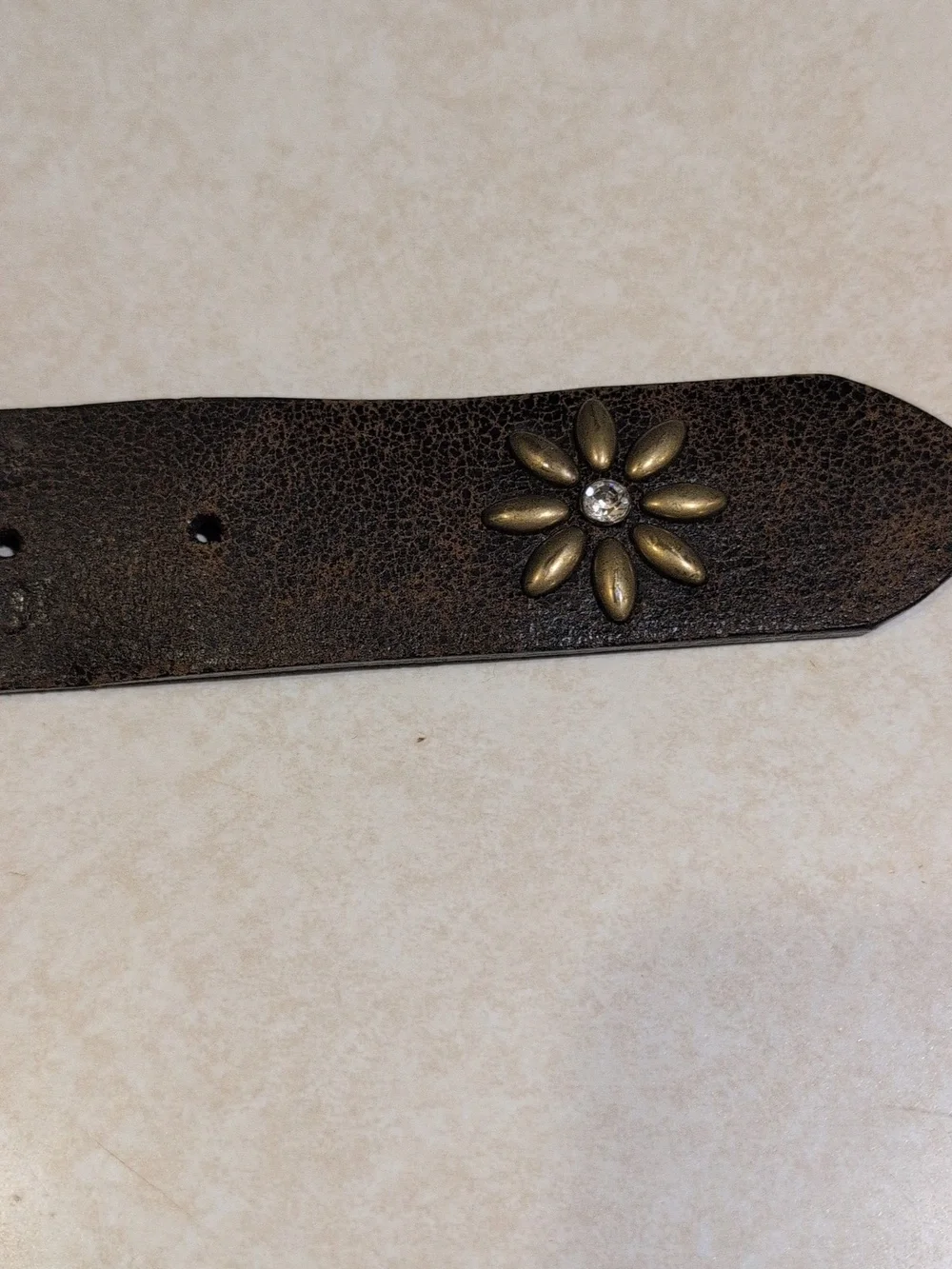 Nocona Studded Brown Leather Western Belt with Ornate Buckle Small - Picture 6 of 13